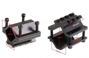 Кронштейн с планкой пикатинни на ствол диаметром от 19.6мм до 27мм