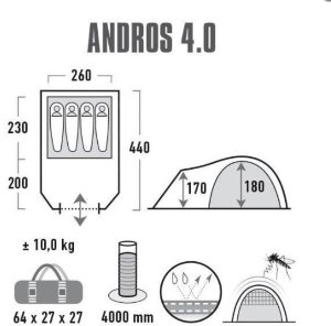 Намет High Peak Andros 4.0 (Dark Grey/Green) Намет High Peak Andros 4.0 (Dark Grey/Green)