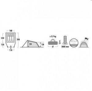 Палатка High Peak Ascoli 3 (Dark grey/Red)