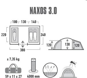 Палатка High Peak Naxos 3.0 (Dark Grey/Green)