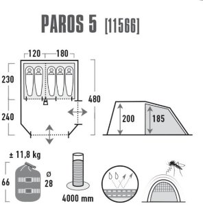 Намет High Peak Paros 5 (Dark Grey/Green) Намет High Peak Paros 5 (Dark Grey/Green)