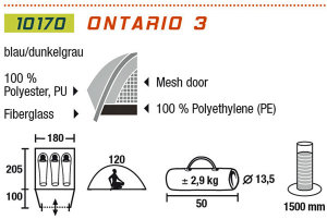 Палатка High Peak Ontario 3 Blue Палатка High Peak Ontario 3 Blue