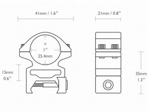Аксессуары Hawke Кольца Reach Forward 1"/9-11mm/High (extension 2")