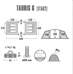 Намет High Peak Tauris 6 (Dark Grey/Green) Намет High Peak Tauris 6 (Dark Grey/Green)