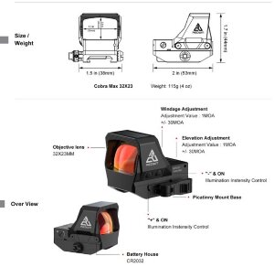 Коллиматорный прицел Red Win Cobra Max SP MTR QR три марки, солнечная батарея