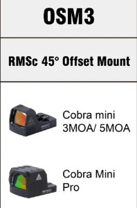 Крепление коллиматора RMSc со смещением 45° установка на Picatinny
