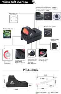 Коллиматорный прицел Red Win Vision 1x24 точка 4MOA