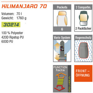 Рюкзак туристичний High Peak Kilimanjaro 70 (Black)