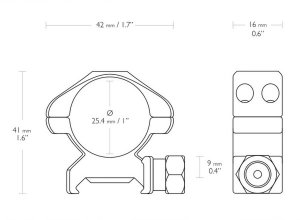 Аксессуары Hawke Кольца Precision 1"/Weaver/Med